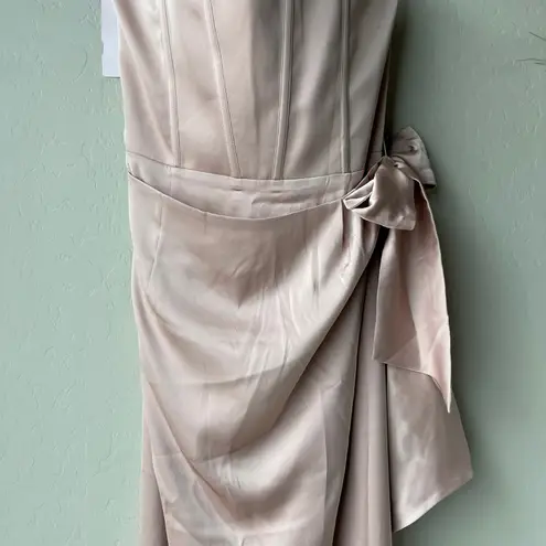 NEW V. Chapman Dress June Rose Pink Satin Strapless Corset Maxi Gown Size 12