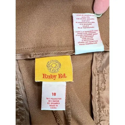 Ruby Rd. Brown Straight Leg Modern Stretch Belted Trousers Pants 18 NWT Normcore Brown