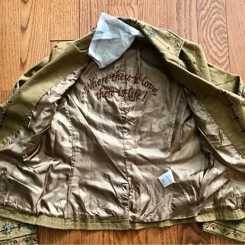 Buffalo David Bitton David Bitton Buffalo RARE Embroidered Collar V-neck Tan Jacket Women’s Size S