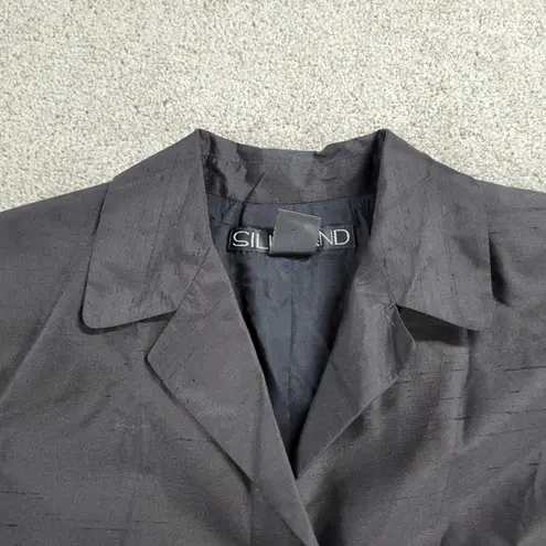 SILKLAND Women's Trench Coat 6 Black V Neck Lightweight Spring 100% Silk