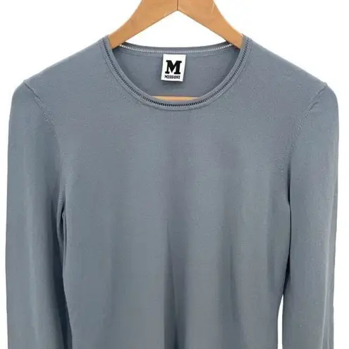 Missoni  Womens‎ Vintage Ladder Lace Crew Neck Long Sleeve Pullover Top Blue Gray