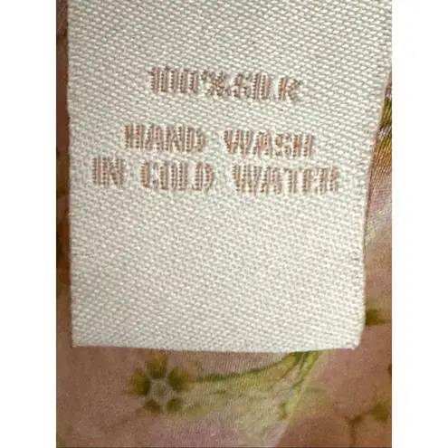 Paloma Blue Kimono Duster Cover Up Robe Maxi 100% Silk Slit Sides M/L Yellow Size M