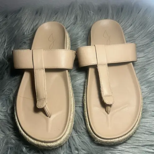Joie  Nacho Sandal Thong Slide Espadrille Light Tan Vegan Casual Sandals Size 7.5