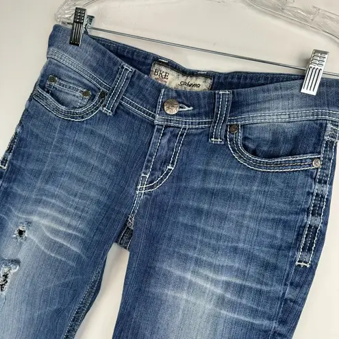 BKE Buckle Sabrina Bootcut Jeans Sz 27 Distressed Womens Embroidered Pockets
