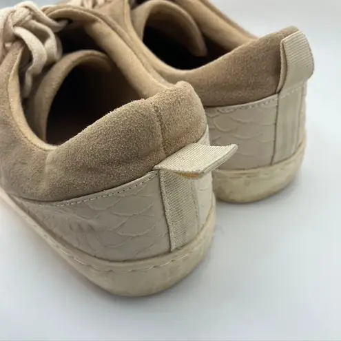 White Raven Women's Tan Suede Sneakers Casual Low Top Lace Up Size 7 Brown