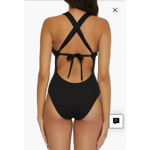 Becca NWT Modern Edge Ribbed Lace Up Plunge Swimsuit Size Medium