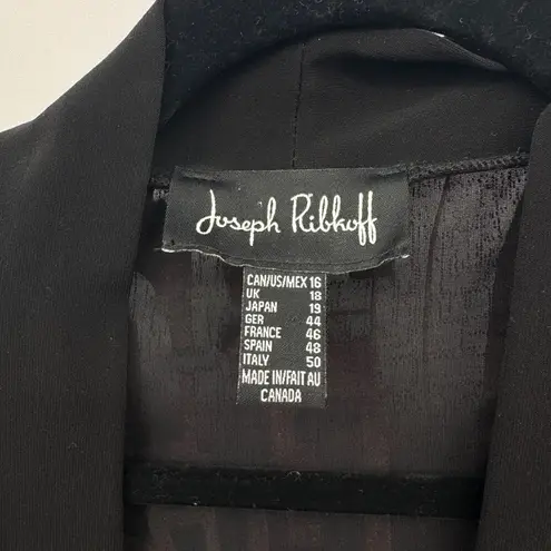 Joseph Ribkoff Disco Cardigan Womens 16 Black Velvet Metallic Silver Bell Sleeve