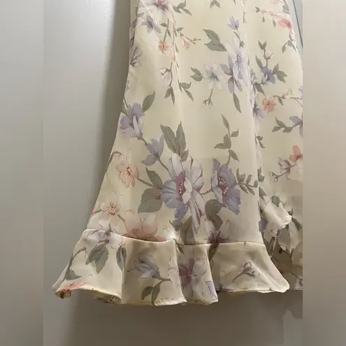 R & K VTG 90s Originals Cream & Pastel Spring Floral Midi Maxi Sleeveless Dress