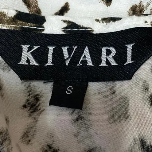 Kivari White Tan Leopard Print Short Sleeve Ruffle Fit & Flare Maxi Dress Size S