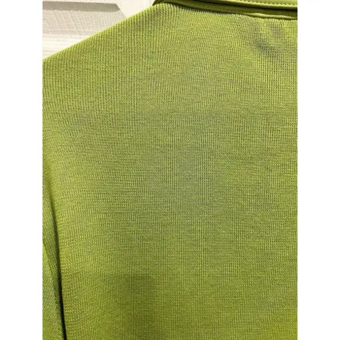 Peter Nygard Collection Lime Green Leather Front Knit Back Sleeves Jacket Large