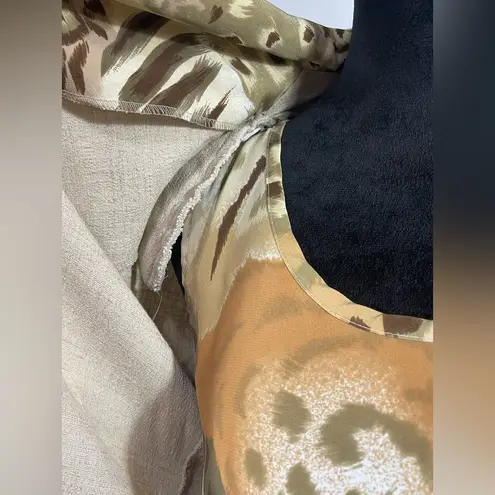 Women's Fattaneh Bahari Print Dress w/ Jacket Beige Green Orange Sleeveless 14P Tan