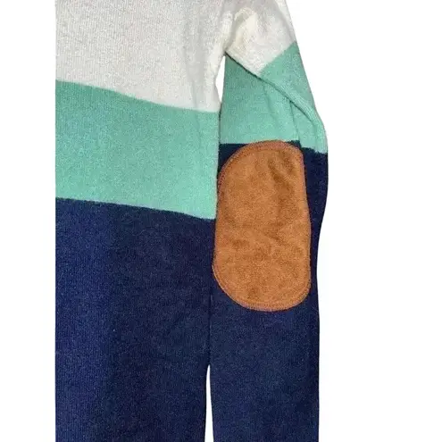 Pink Clover Pink Clover Color Block V-Neck Sweater with Elbow Patches - Size S