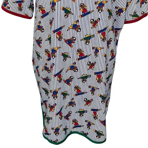 Vintage 90s Avon Christmas Pajama Dress Women’s Size M/L Teddy Bear Pencil Print Red Size L