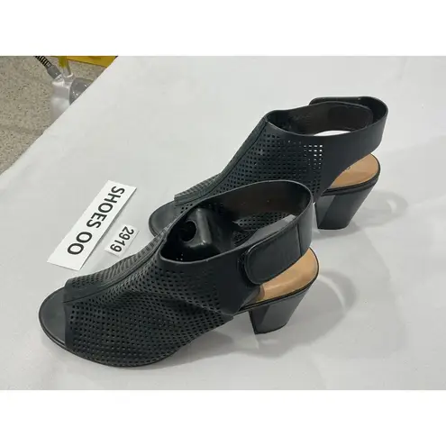 Womans City Classified Size 9 Black Faux Leather Peep Toe Sling Back Heel Shoes