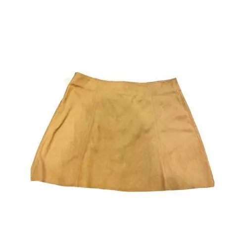 Fashion Union Faux Suede Fall Mini Skirt Button Down A Line Western Brown Camel