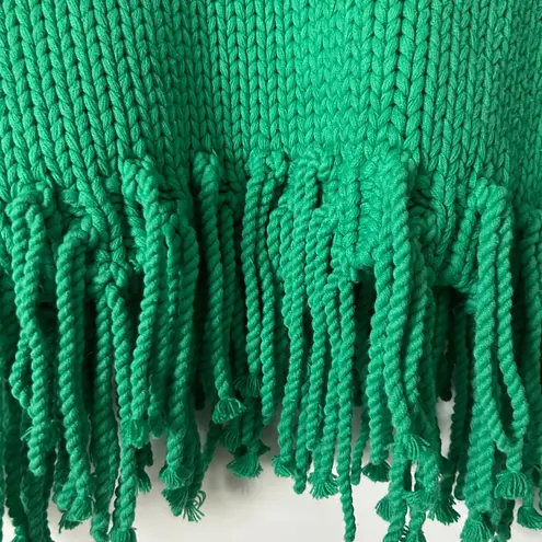 The Wolf Gang Verde Fringe Knit Heavyweight Sweater in Emerald Size XS/S Green