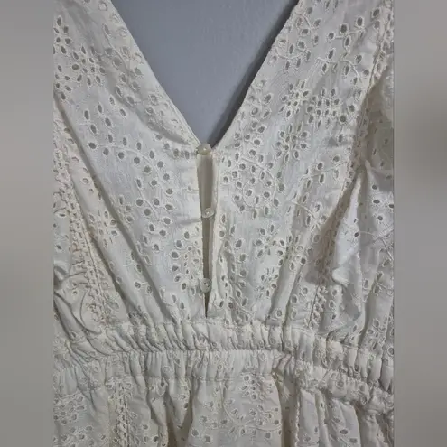 Love The Label Shopbop boho coquette girly fairy Cream Eyelet Ruffle Dress Small White