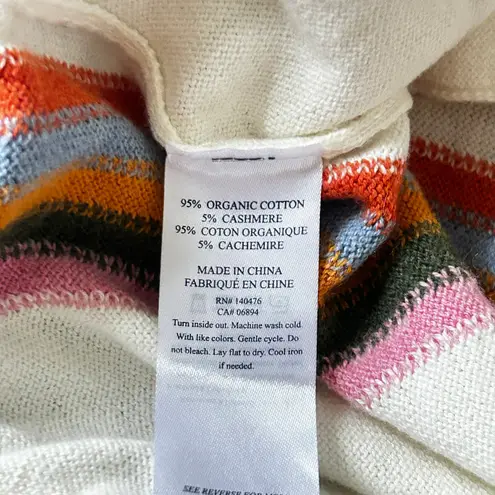 Faherty Womens Organic Cotton Cashmere Blend Ivory Surf Stripe Joggers NWT - M