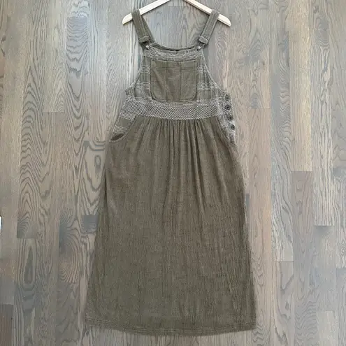carole little Vintage Overall Dress in Brown Gauze with Tan Stitching 12P / L