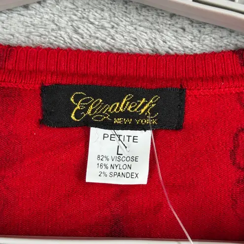 Elizabeth New York Cardigan Red Black Paisley Petite L Embellished Boho Chic Size undefined