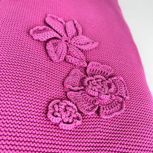 Amur Allegra crochet Floral Knit Midi pink pearl sleeveless pullover size large