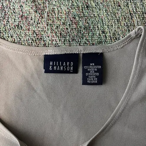 Hillard & Hanson Cream Fitted Tie Front T-Shirt V-Neck Drawstring Neckline SZ XS