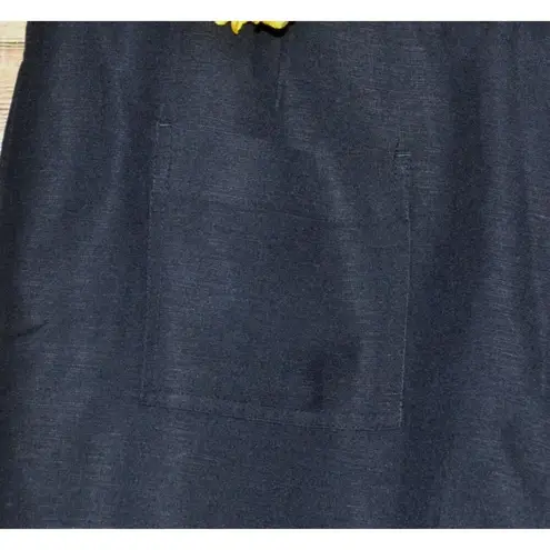 Larry Levine Black Cropped Ankle Linen Blend Pants Size 16 Casual Cargo Pocket