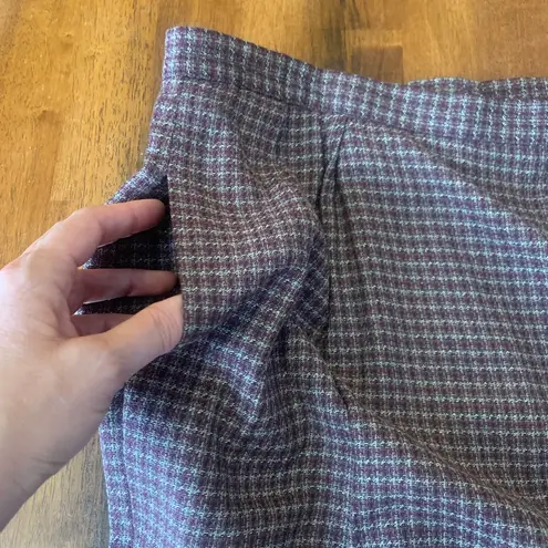 Saville Suit 12 Purple White Houndstooth Blazer and Skirt Wool Blend Vintage 90