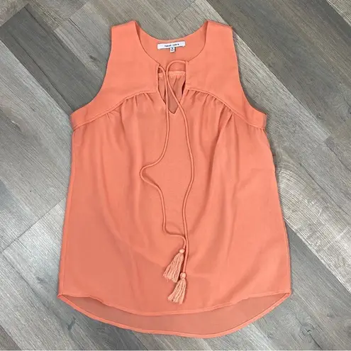 Naked Zebra  Flowy V Neck Sleeveless Blouse Peach Orange Small