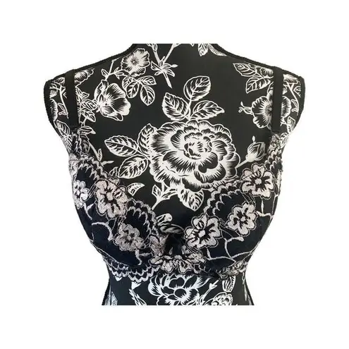 Floral Bra Full Coverage Flowers Intimates Sexy Feminine Casual Black Size undefined