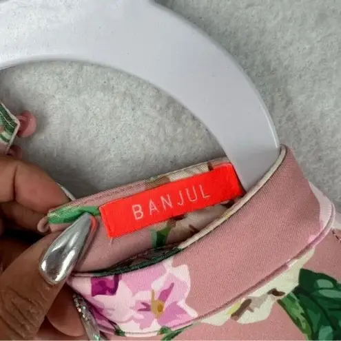 BANJUL Floral Print Mock Neck Lace-Up Back Dress