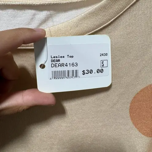 NWT Light Beige Flower Print 3/4 Sleeve Knit Top Size S