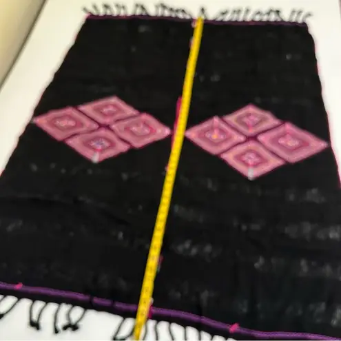 Hand Embroidered Woven Huipil Poncho from Mexico Black Size undefined