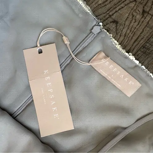 Keepsake The Label No Signs Silver Sequin Midi Dress NWT Size L