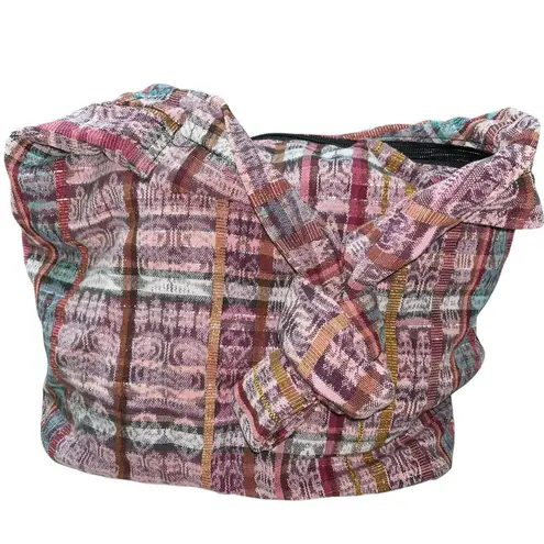 Handmade Metallic Embroidered Festival Bucket Shoulder Bag Black