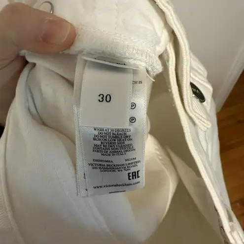 Victoria Beckham Portland Mid Rise Wide Leg White Jeans Size 30