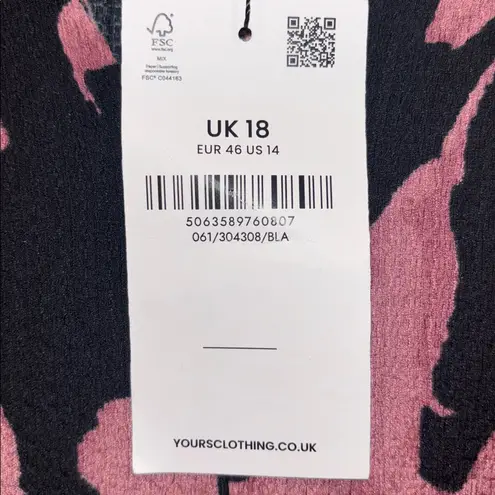 YOURS CLOTHING BRAND
BLACK TEXTURED MATERIAL WITH DARK PINK MAUVE FLORAL DESIGN Black Size XXL