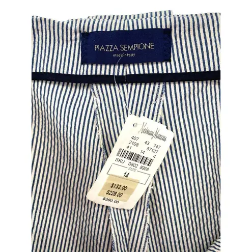 Piazza Sempione NWT Audrey Crop Pants Seersucker Gray Stripe Cigarette Pant 14