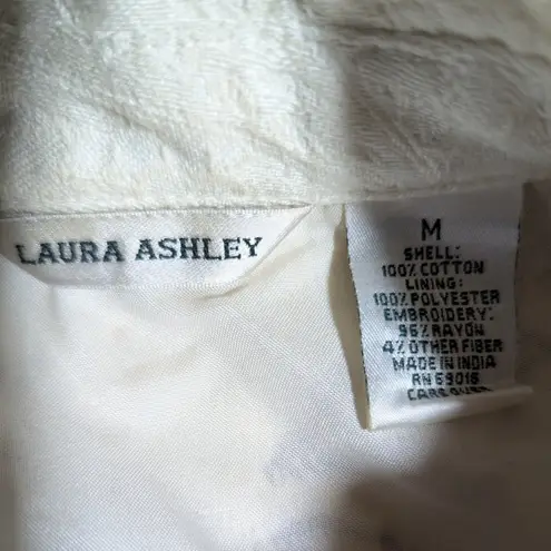 Vtg 1990s Laura Ashley Ivory Cotton Brown Abstract Paisley Embroidered Jacket M Size M