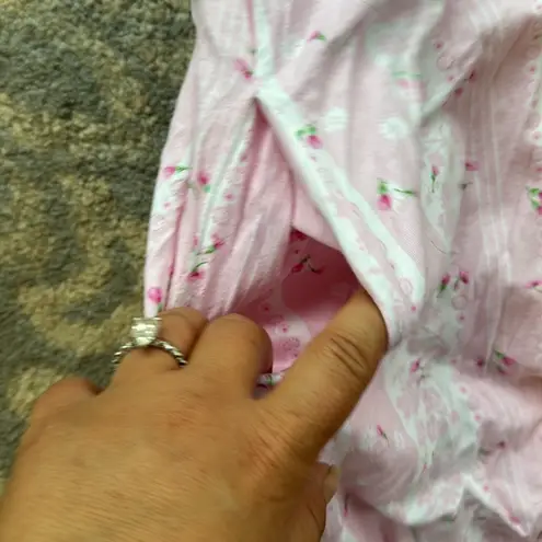 Vintage Earth Angels Floral Striped Robe Pink White Medium