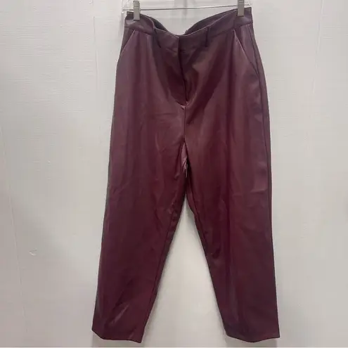 Ryegrass Women’s Size 14 Burgundy Faux Leather Ankle Pants High Rise Red