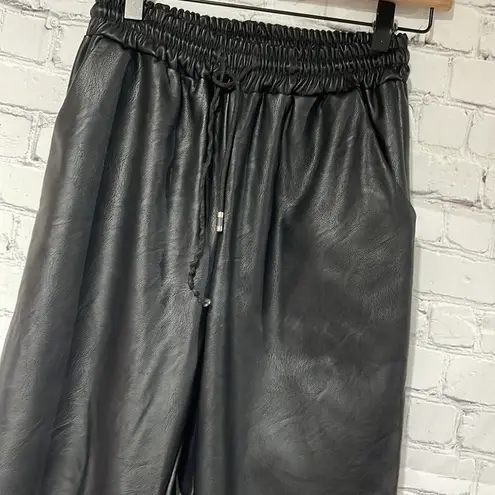 Trendy Faux Leather Jogger XS Black