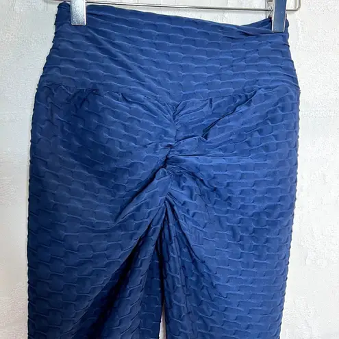 New Mix Navy Ruched Butt Textured Leggings