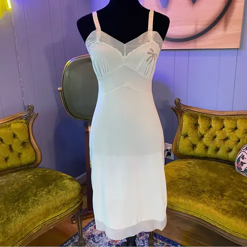 Vintage 60s Aristocraft by Superior Pastel Blue Sheer Nylon Lingerie Slip Dress Size 32