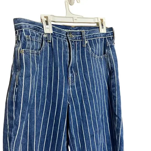 American Eagle  Pinstripe Blue and White Mom Jeans‎ Size 4