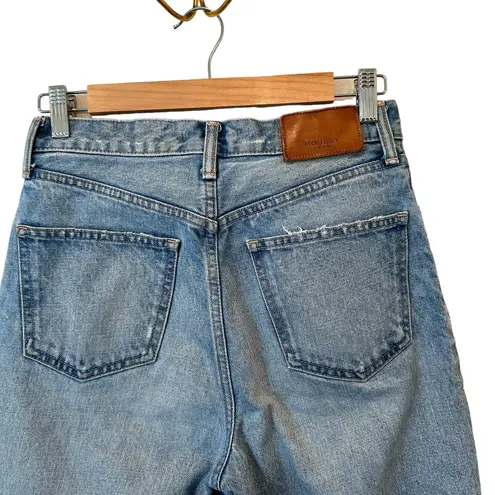 Moussy Vintage Glen Boy Straight High Waisted Barrel Jeans Size 26 Minimalist Blue