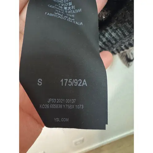 Saint Laurent Paris Unisex Wool Mohair Blend Gray Black Stripe Size Small