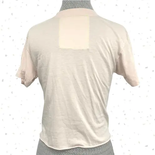 Aviator Nation Almond Bolt Fade Boyfriend Tee Ombre Pink Purple Crop Top Size XS