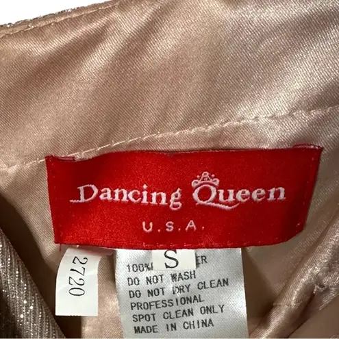 Dancing Queen Rose Gold Sleeveless Sweep Train V-neck Long Gown Size Small