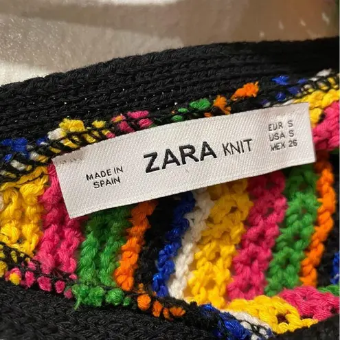 ZARA  Rainbow Crochet Knit Tank Sz S